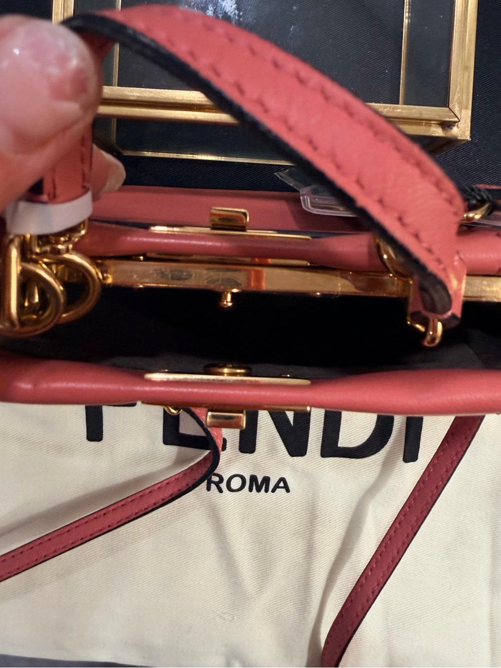 Authentic Fendi Micro Peekaboo Rosa Scuro Nappa Leather COA Dust Bag Card - Picture 11 of 17